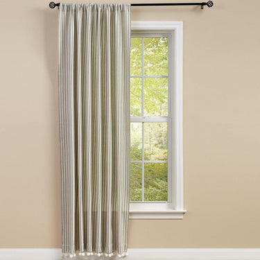 Ticking With Ball Fringe Single Panel - 56x84 - Park Designs - The Fox Decor